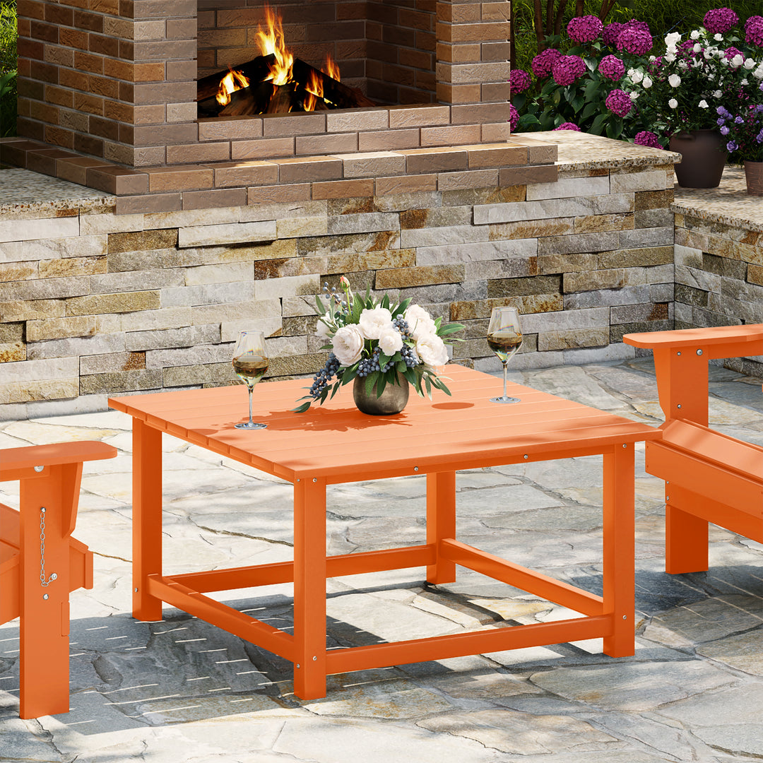 Malibu Low Outdoor HDPE Square Patio Coffee Table