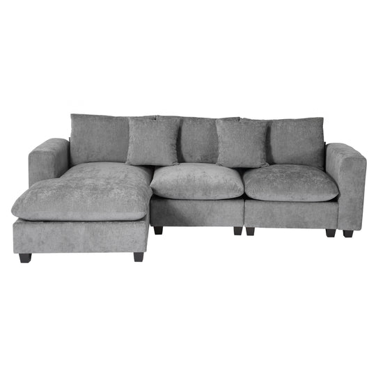 Augusta 99" Modular Chenille L-Shaped Sectional Sofa and Chaise With USB/Type-C Ports and Side Pockets