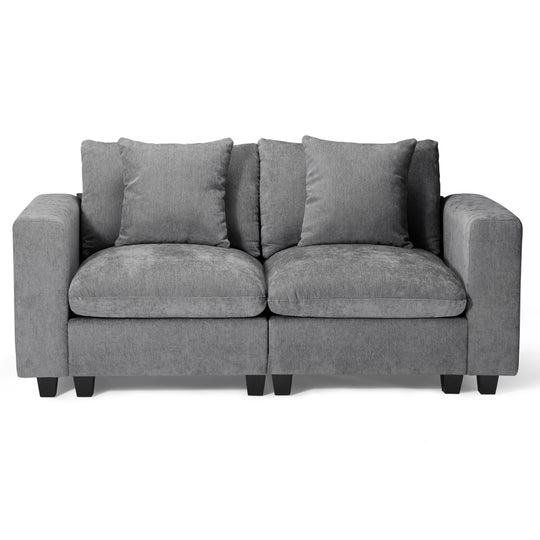 Augusta 70" Modular Chenille Loveseat Sofa With USB/Type-C Ports and Side Pockets