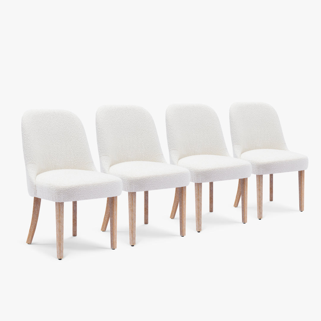 Genevieve Mid-Century Modern Upholstered Boucle Dining Chair (Set of 4)
