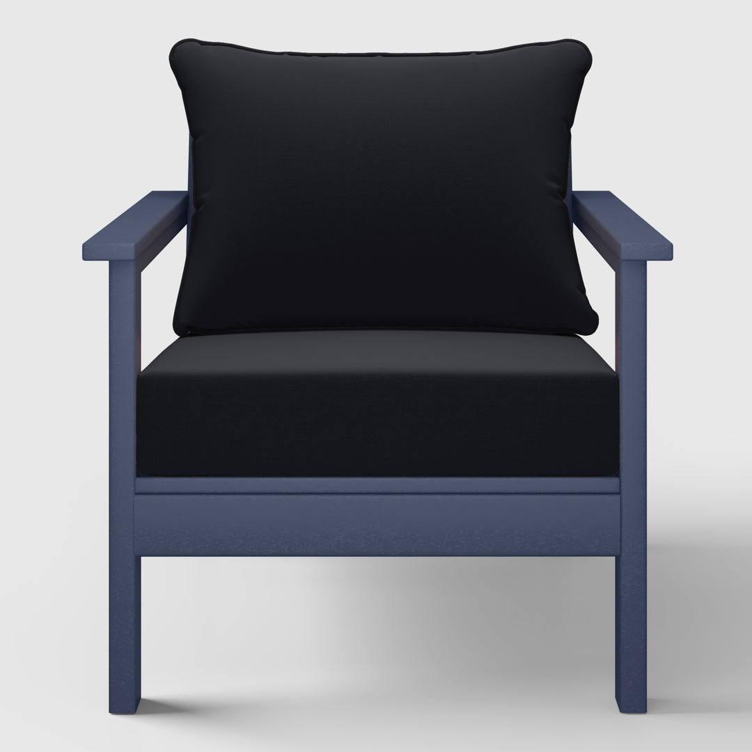 Avalon Outdoor Modern HDPE Patio Club Chair with Deep Seat Cushions