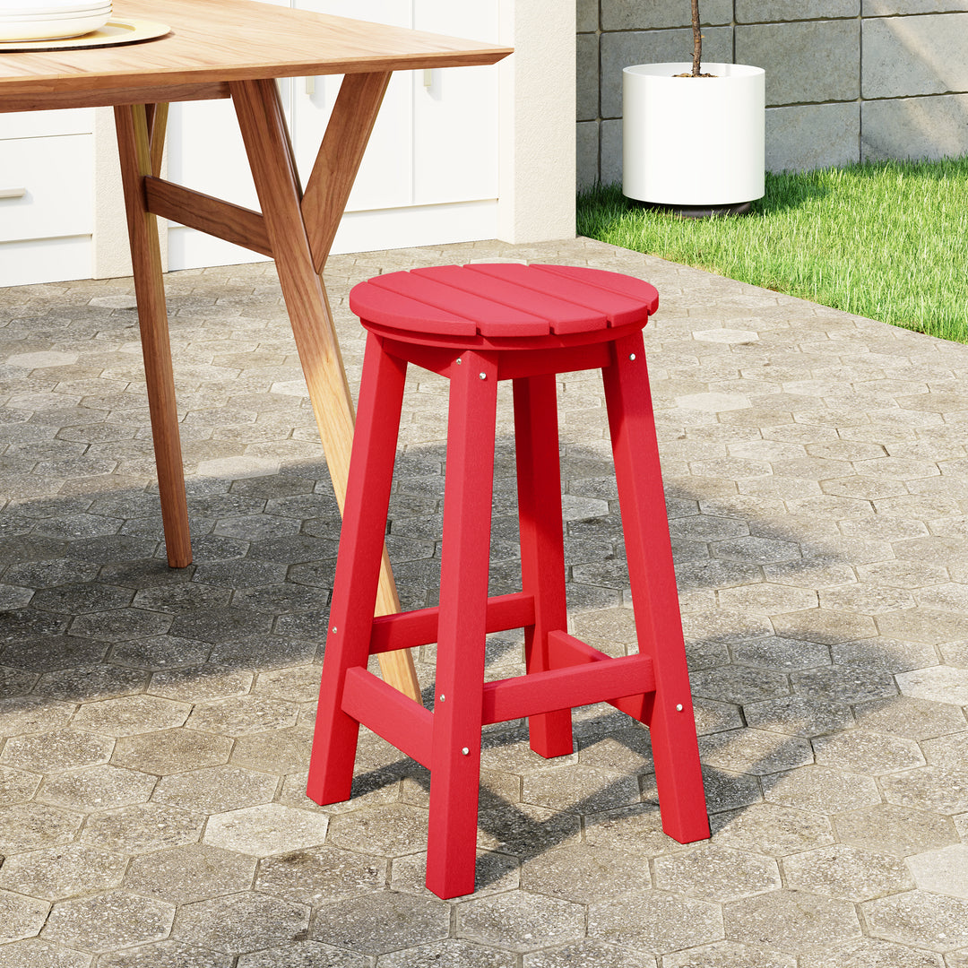 Malibu 24" HDPE Outdoor Patio Round Counter Height Bar Stool