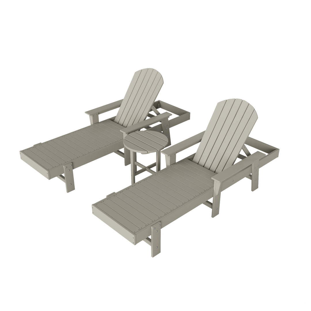 Dylan 3 Piece Adirondack Poly Reclining Chaise Lounge With Arms