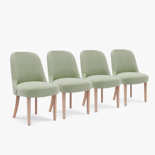 Genevieve Mid-Century Modern Upholstered Boucle Dining Chair (Set of 4)