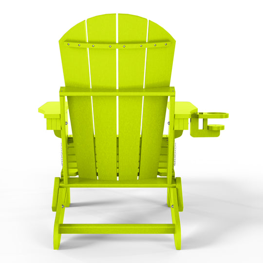 Malibu Folding Adjustable Adirondack Chair with Retractable Ottoman and Cup Holder (Set of 2)