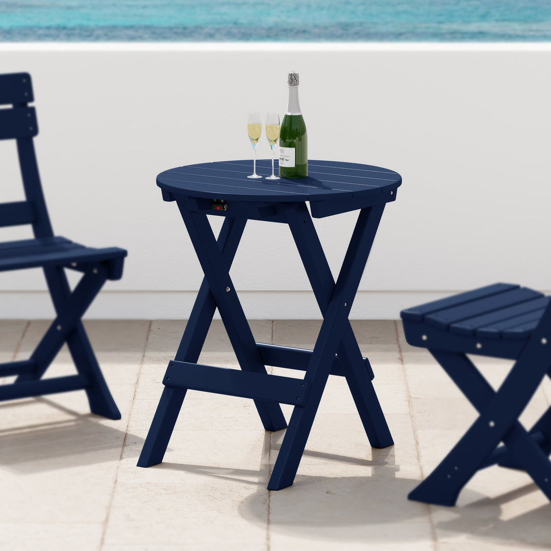 Malibu HDPE Outdoor 24.5 Inch Round Portable Folding Patio Dining Table