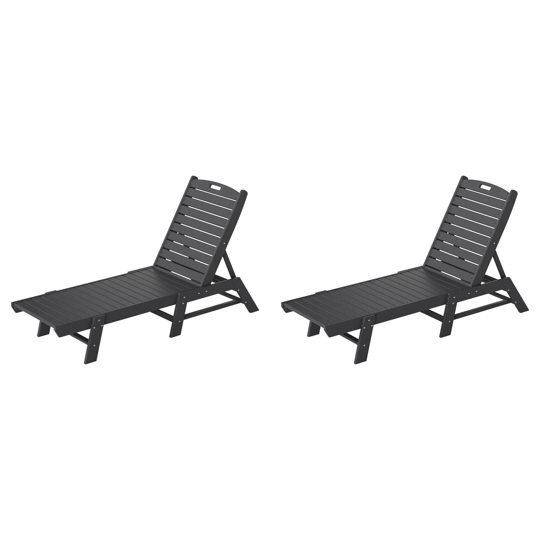 Malibu Poly Reclining Outdoor Patio Chaise Lounge Chair Adjustable (Set of 2)