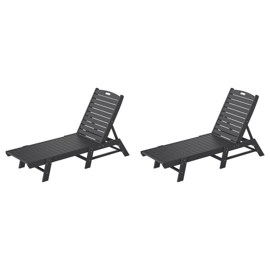 Malibu Poly Reclining Outdoor Patio Chaise Lounge Chair Adjustable (Set of 2)