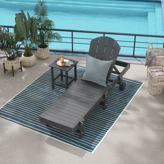 Malibu 2 Piece Adirondack Poly Reclining Chaise Lounge With Wheels