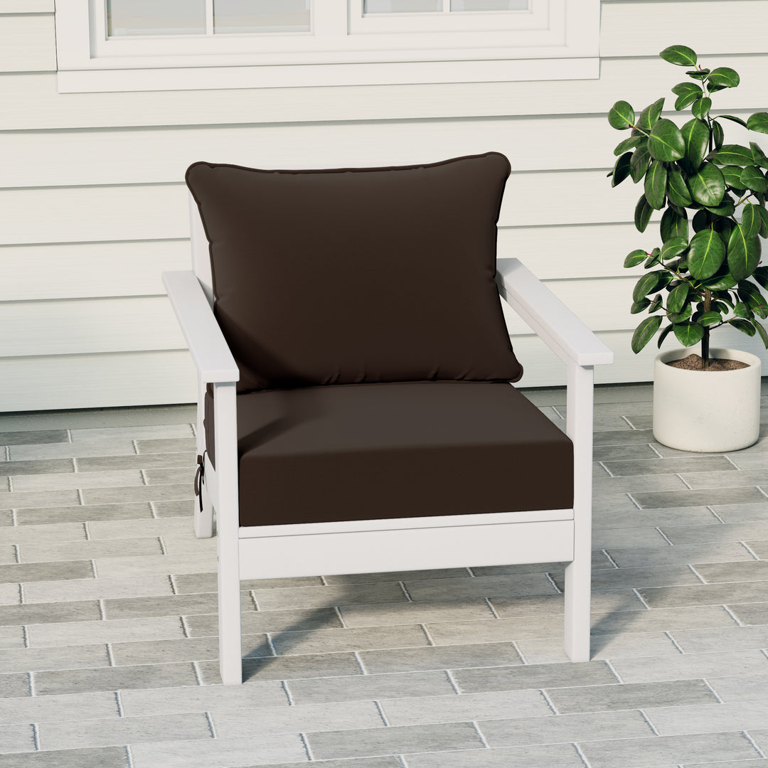 Avalon Outdoor Modern HDPE Patio Club Chair with Deep Seat Cushions