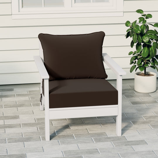 Avalon Outdoor Modern HDPE Patio Club Chair with Deep Seat Cushions