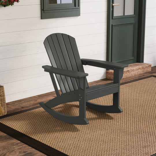 Dylan Outdoor Patio Poly Plastic Adirondack Rocking Chair