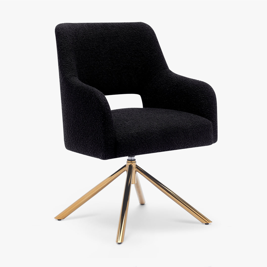 Genevieve Mid-Century Modern Wide Boucle Swivel Vanity Chair
