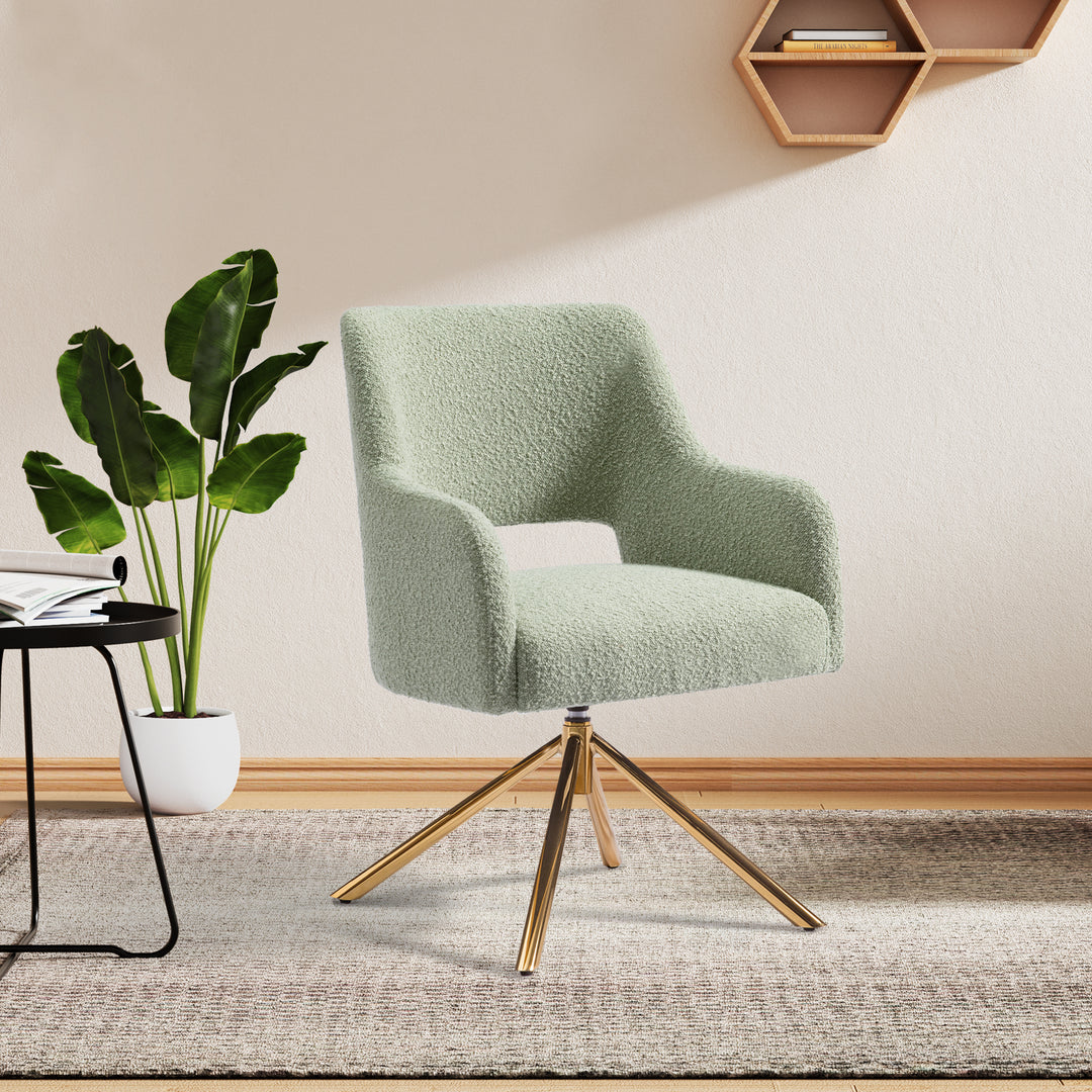 Genevieve Mid-Century Modern Wide Boucle Swivel Accent Arm Chair