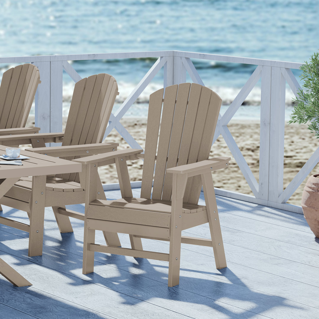 Dylan Outdoor Patio Shell-back Adirondack Dining Chair Weather Resistant
