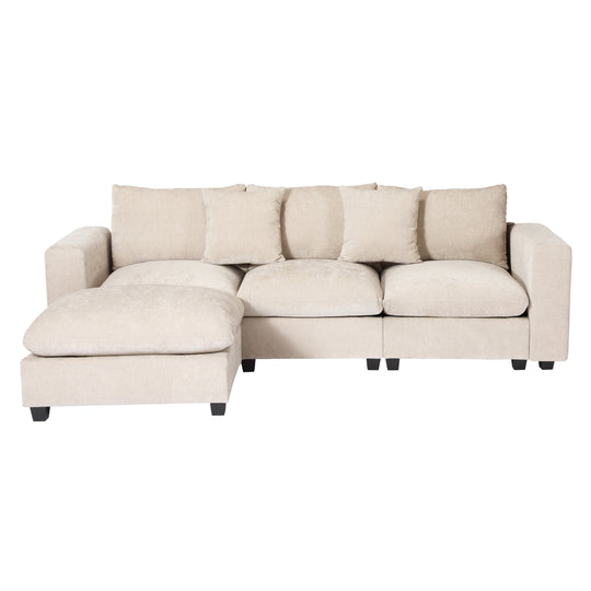 Augusta 99" Modular Chenille L-Shaped Sectional Sofa and Chaise With USB/Type-C Ports and Side Pockets