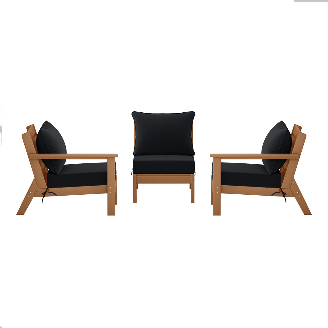 Avalon Outdoor Patio HDPE Sectional Sofa with Patio Cushions