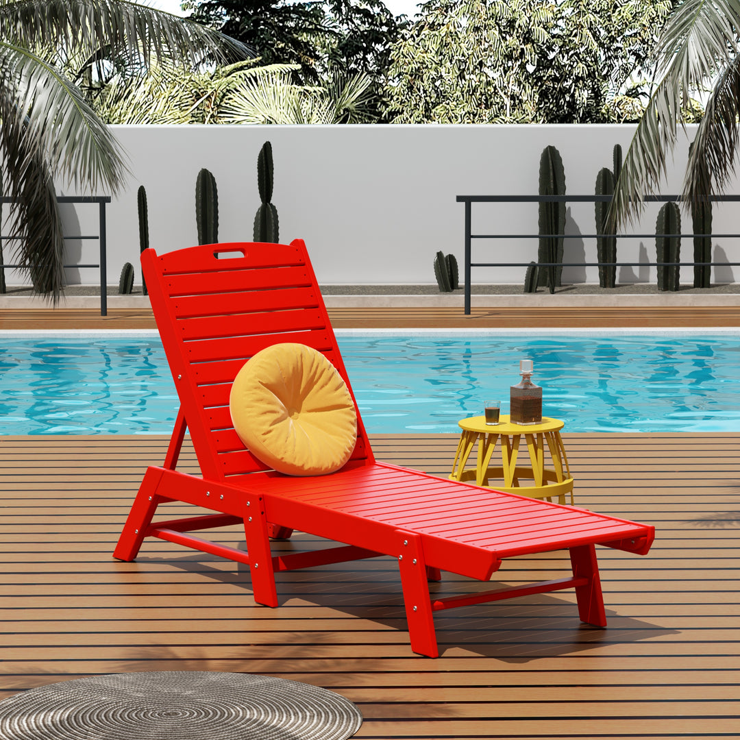 Malibu Poly Reclining Outdoor Patio Chaise Lounge Chair Adjustable