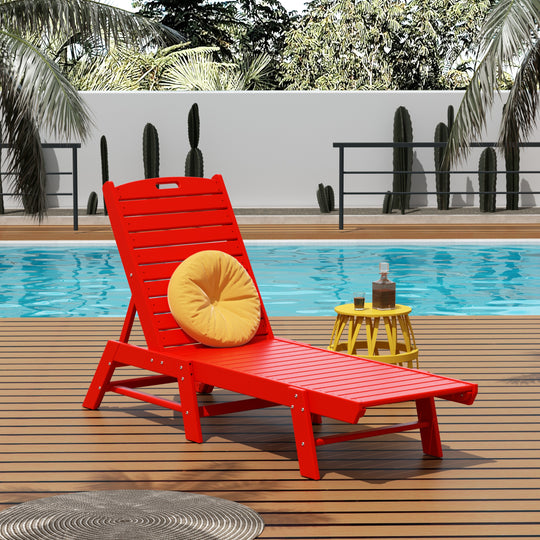 Malibu Poly Reclining Outdoor Patio Chaise Lounge Chair Adjustable