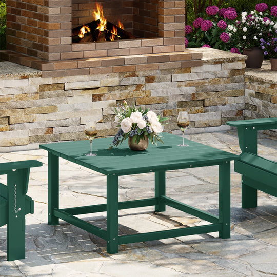 Malibu Low Outdoor HDPE Square Patio Coffee Table