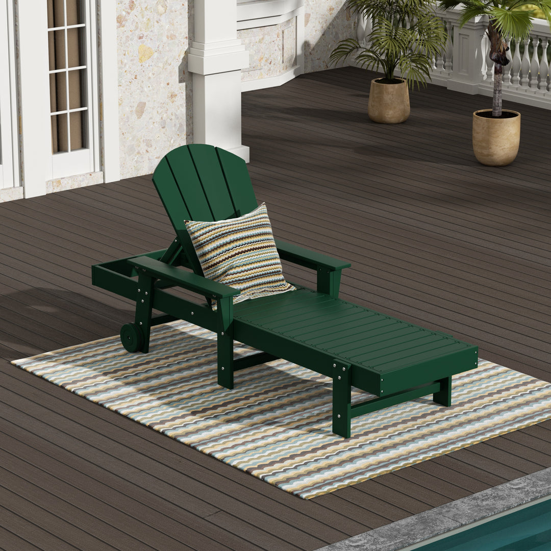 Malibu Reclining Chaise Lounge With Arms & Wheels