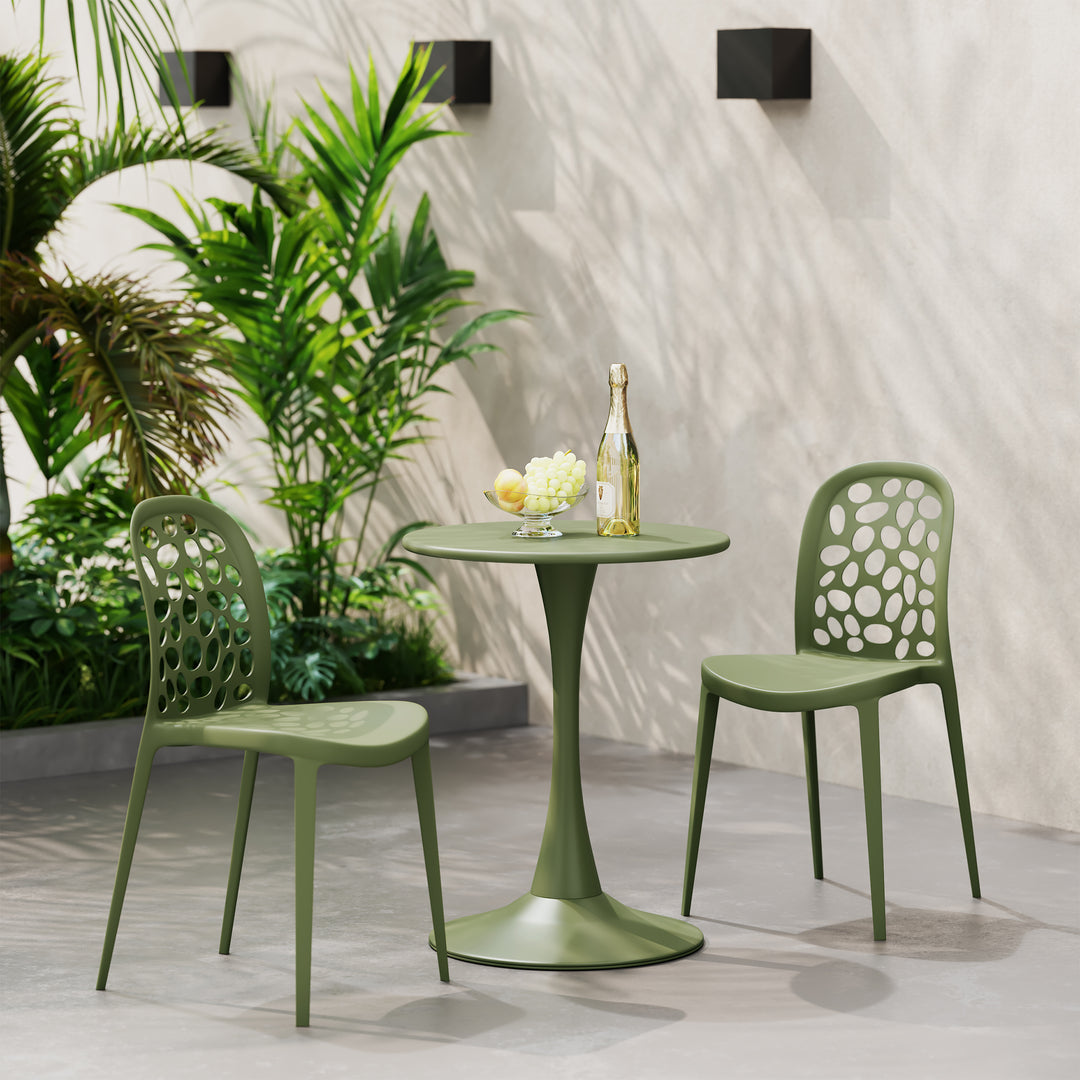 Playa Outdoor Modern Stackable Patio Dining Chairs (Set of 2)