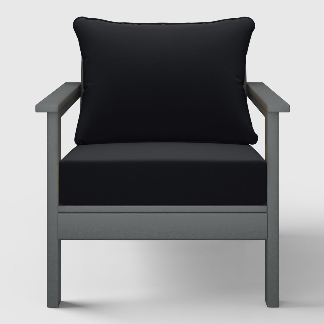 Avalon Outdoor Modern HDPE Patio Club Chair with Deep Seat Cushions