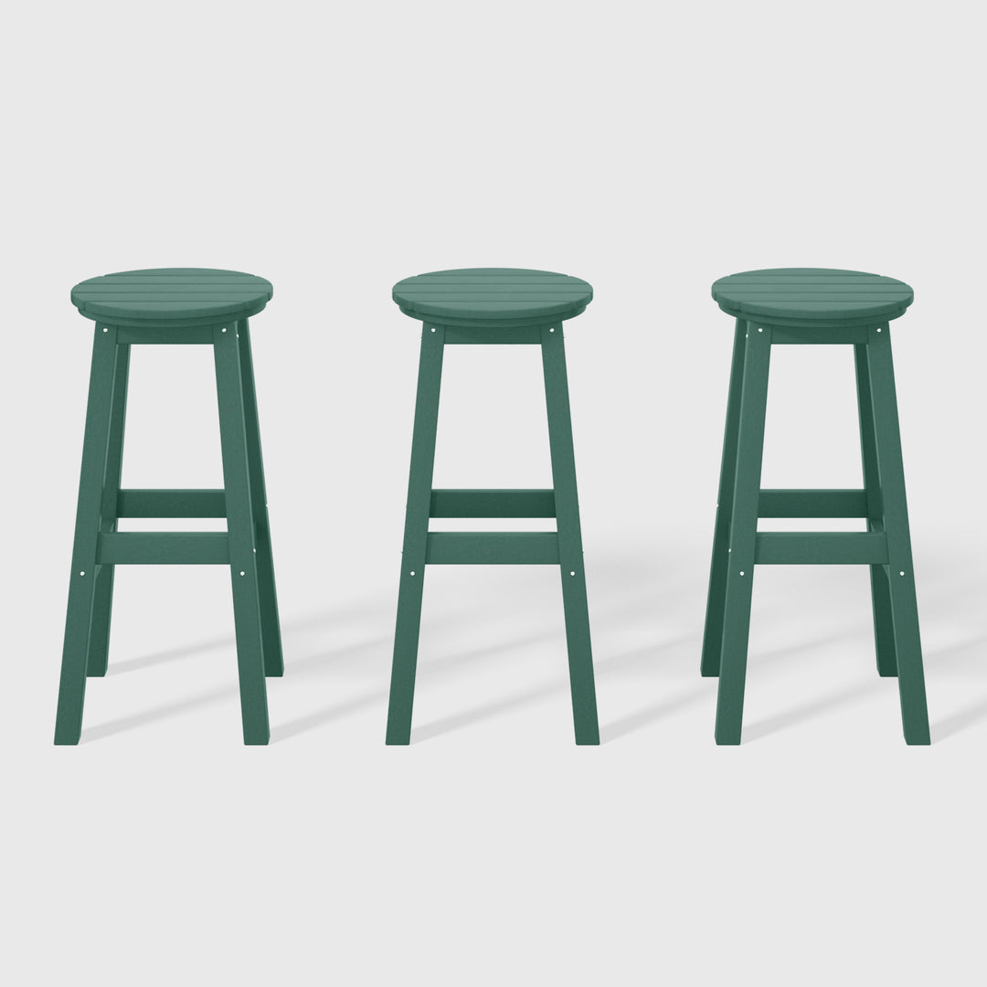 Malibu 29" HDPE Outdoor Patio Round Bar Stool (Set of 3)