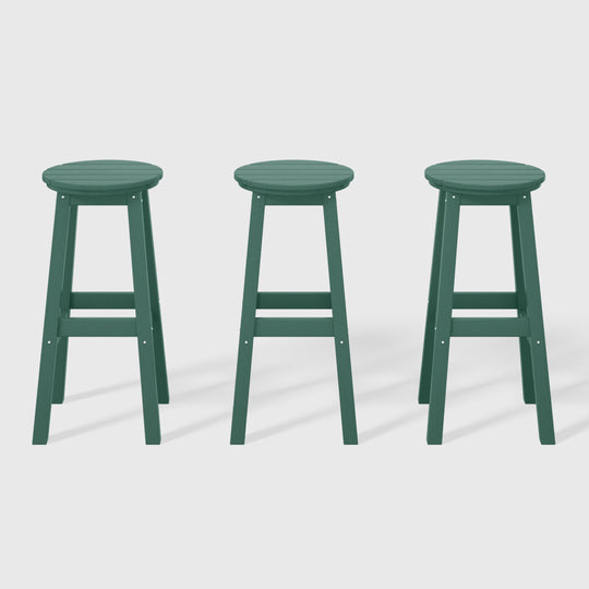 Malibu 29" HDPE Outdoor Patio Round Bar Stool (Set of 3)