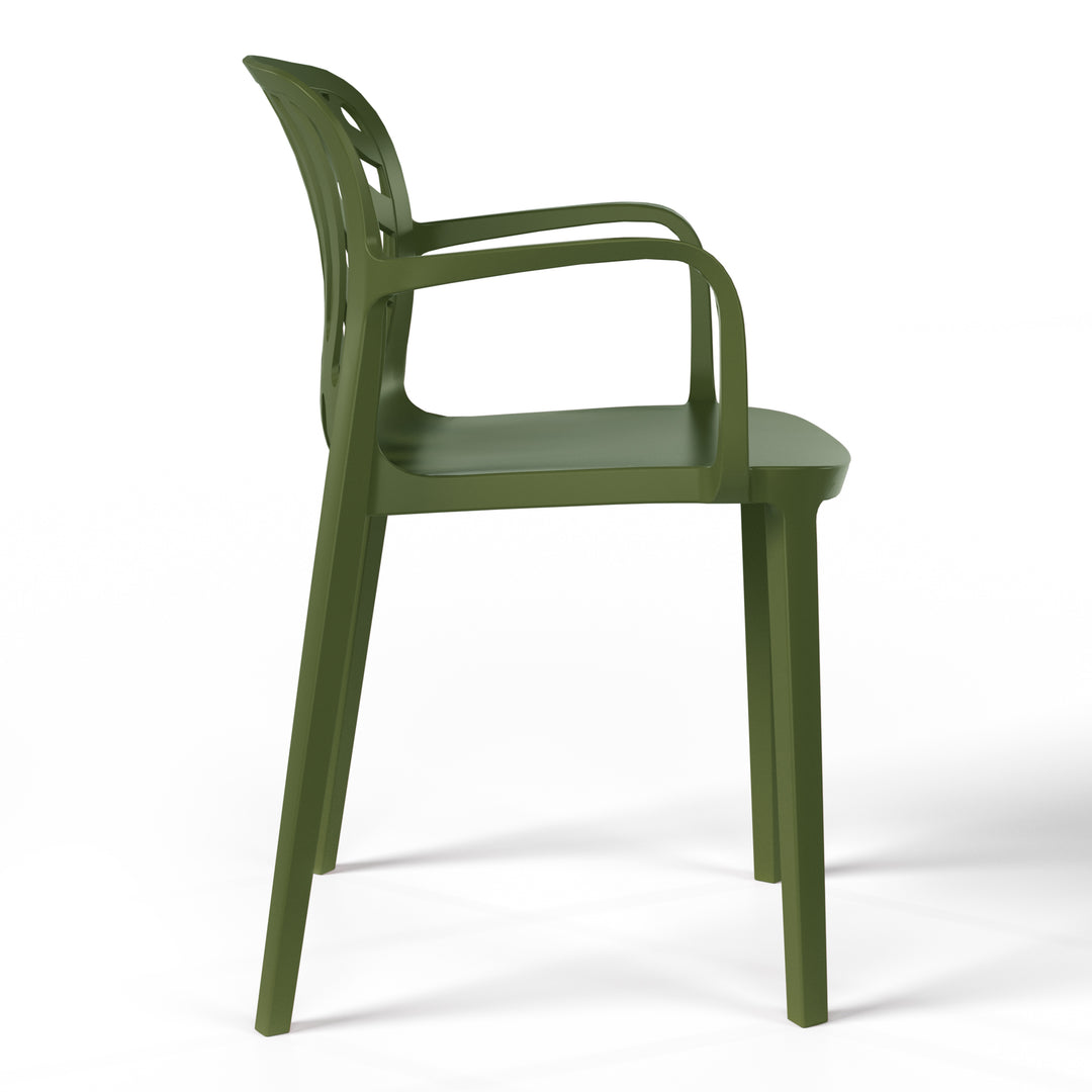 Playa Outdoor Modern Stackable Patio Dining Armchairs (Set of 2)