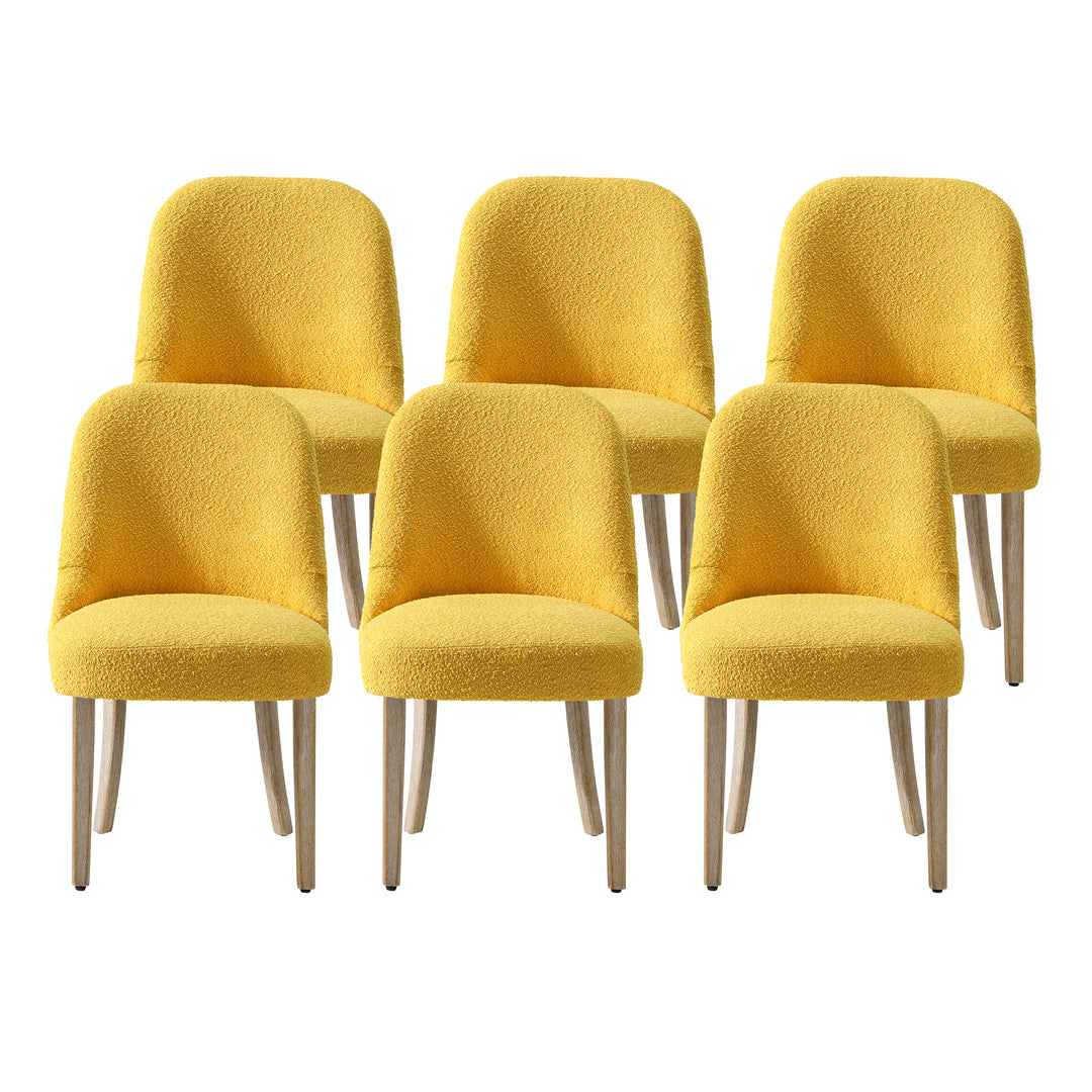 Genevieve Mid-Century Modern Upholstered Boucle Dining Chair (Set of 6)