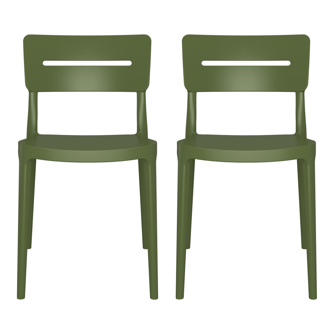 Playa Outdoor Modern Stackable Plastic Patio Dining Chairs (Set of 2)