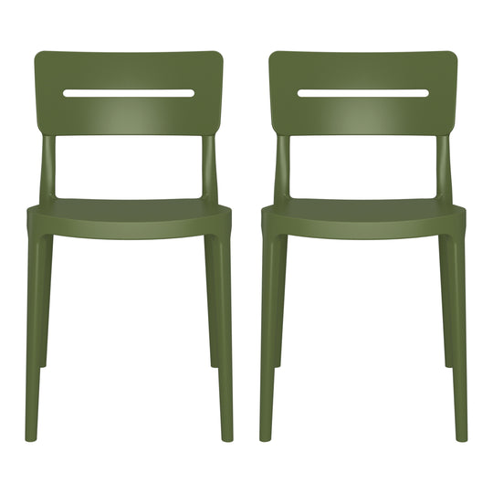 Playa Outdoor Modern Stackable Plastic Patio Dining Chairs (Set of 2)