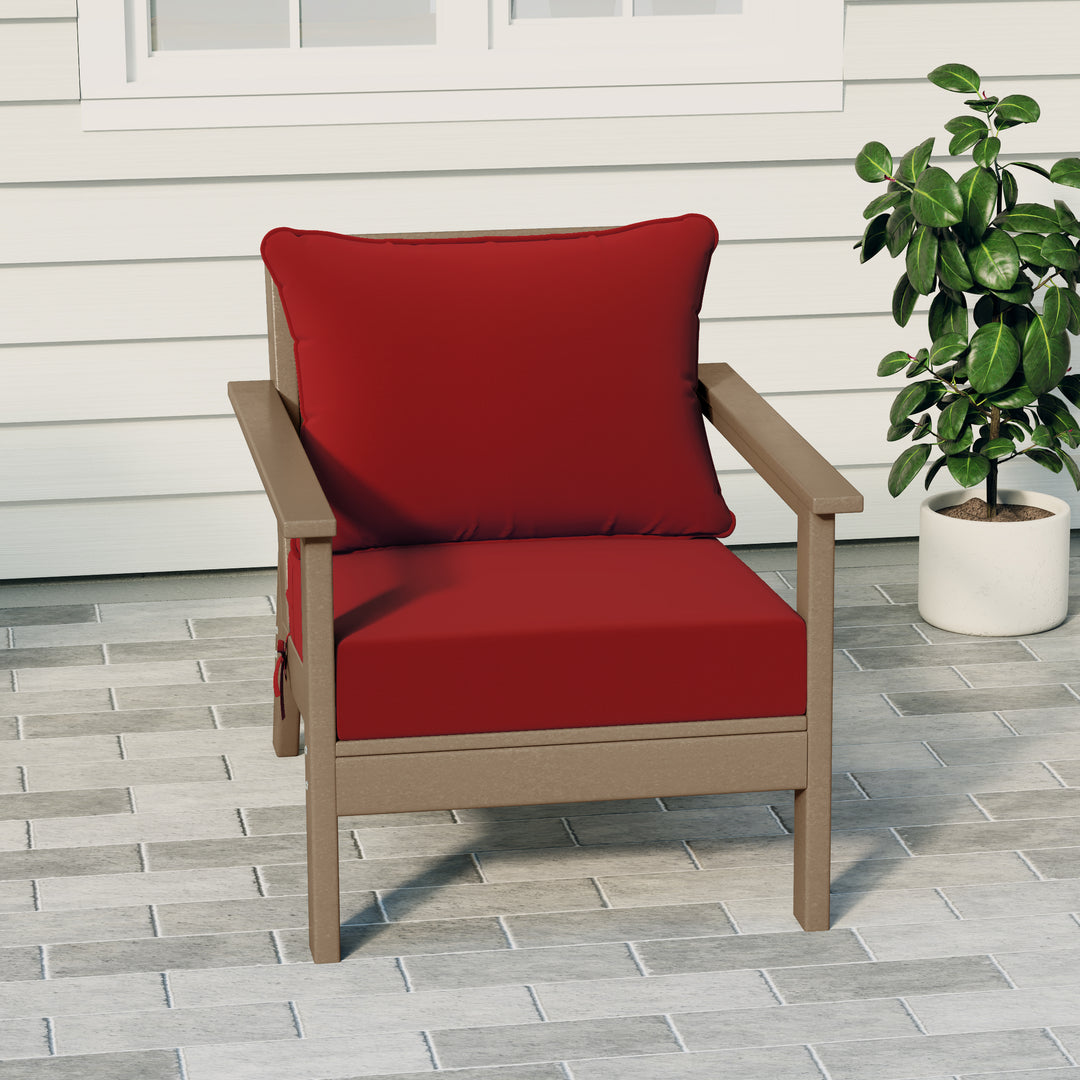 Avalon Outdoor Modern HDPE Patio Club Chair with Deep Seat Cushions