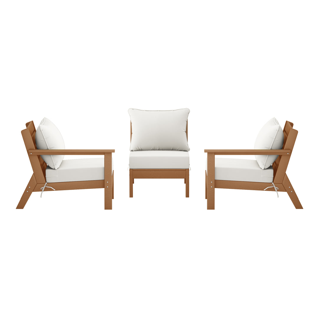 Avalon Outdoor Patio HDPE Sectional Sofa with Patio Cushions