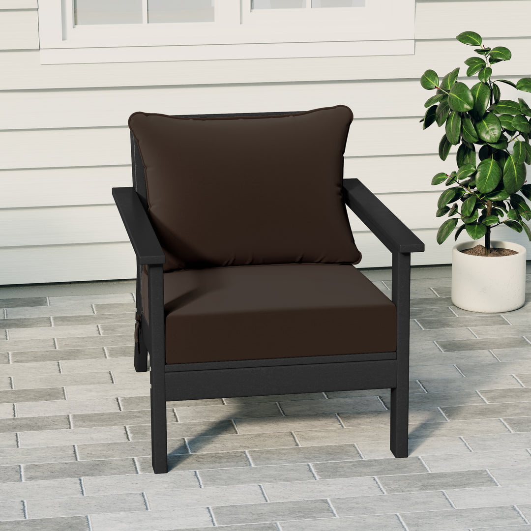 Avalon Outdoor Modern HDPE Patio Club Chair with Deep Seat Cushions