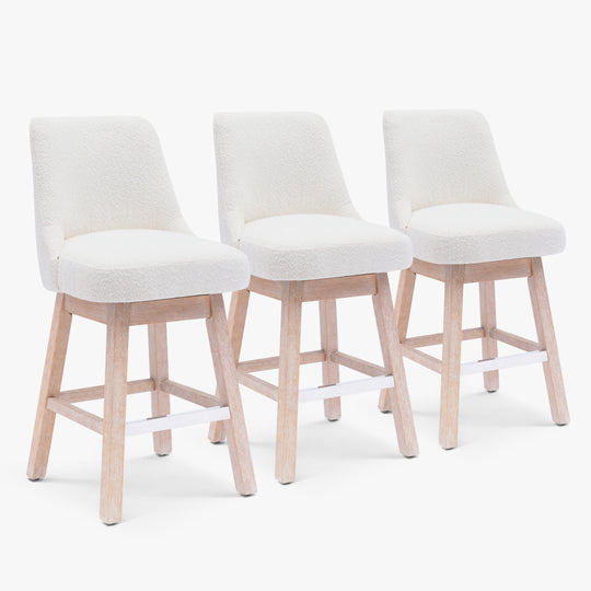 Genevieve 26" Upholstered Swivel Counter Height Bar Stools (Set of 3)