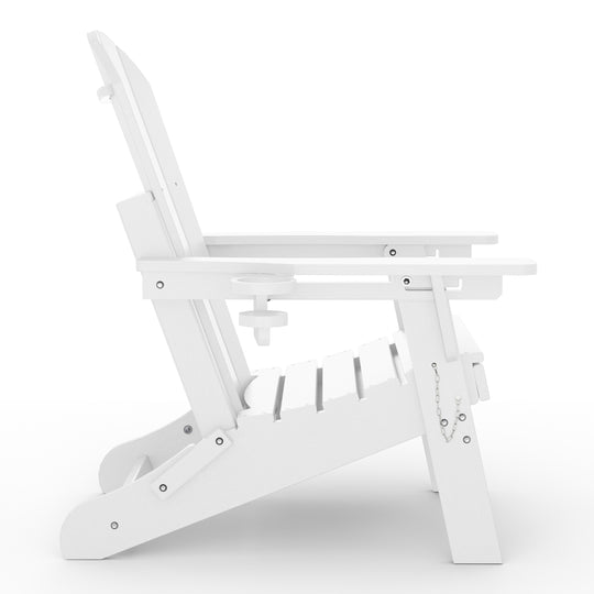 Malibu Folding Adjustable Adirondack Chair with Retractable Ottoman and Cup Holder (Set of 2)