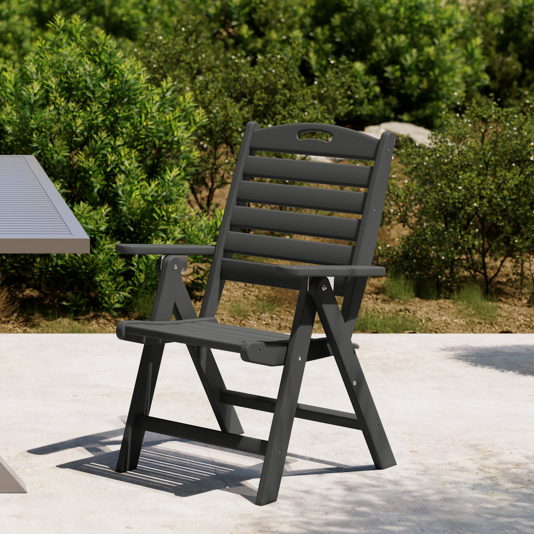 Malibu HDPE Adjustable Highback Folding Patio Dining Chair