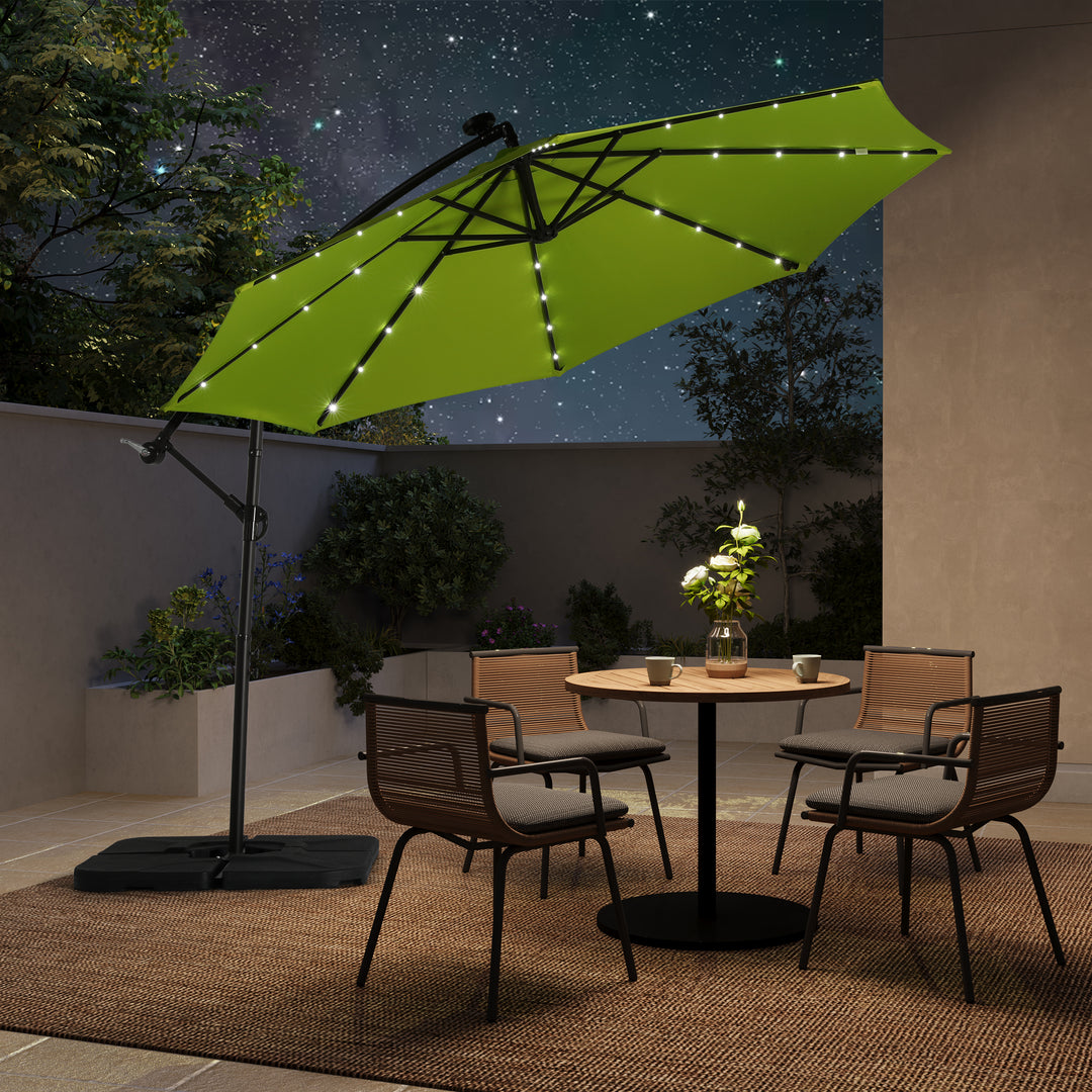 Albert 10 ft. Outdoor / Paito Cantilever Hanging Umbrella with Solar Power LED lights