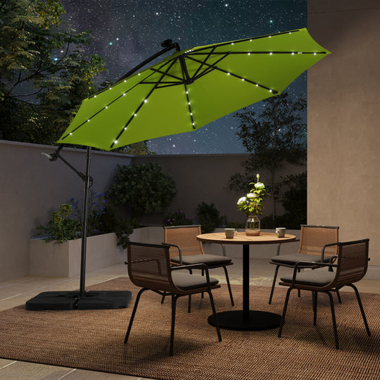 Albert 10 ft. Outdoor / Paito Cantilever Hanging Umbrella with Solar Power LED lights