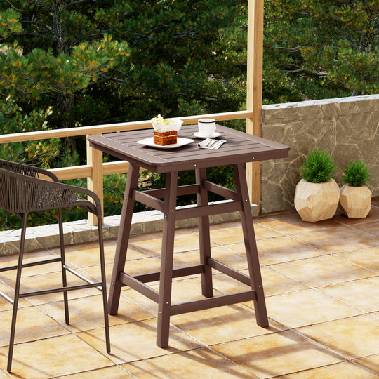 Malibu Square Outdoor Patio Counter High Bistro Bar Table With Umbrella Hole
