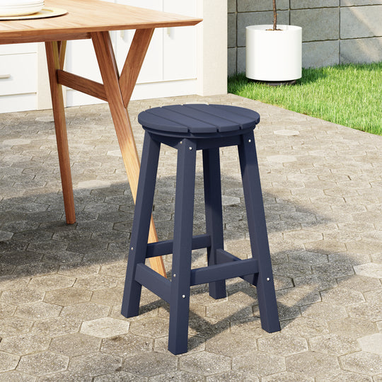 Malibu 24" HDPE Outdoor Patio Round Counter Height Bar Stool