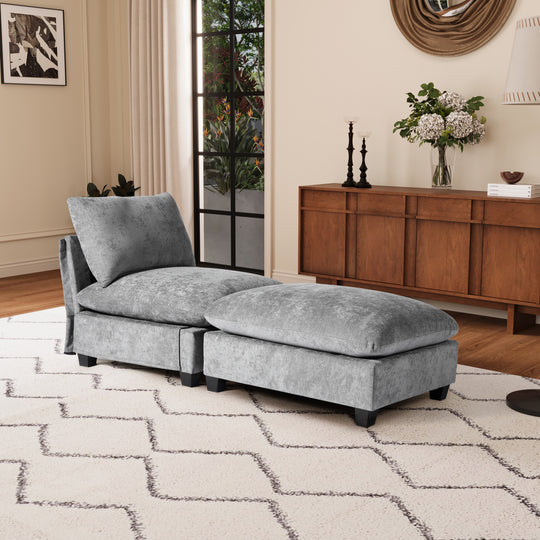 Augusta 68.5" Chenille Upholstered Indoor Chaise Lounge Chair