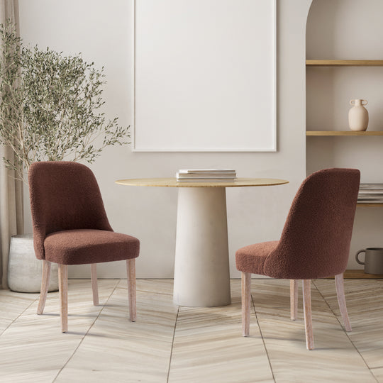 Genevieve Mid-Century Modern Upholstered Boucle Dining Chair (Set of 2)