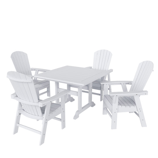 Dylan 5 Piece Outdoor Patio Square Dining Table and Shell Back Armchair Set