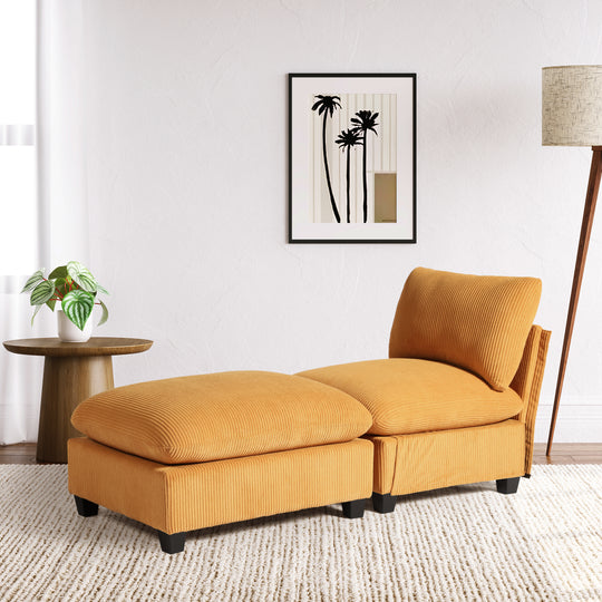 Hearthside 68.5" Corduroy Upholstered Indoor Chaise Lounge Chair