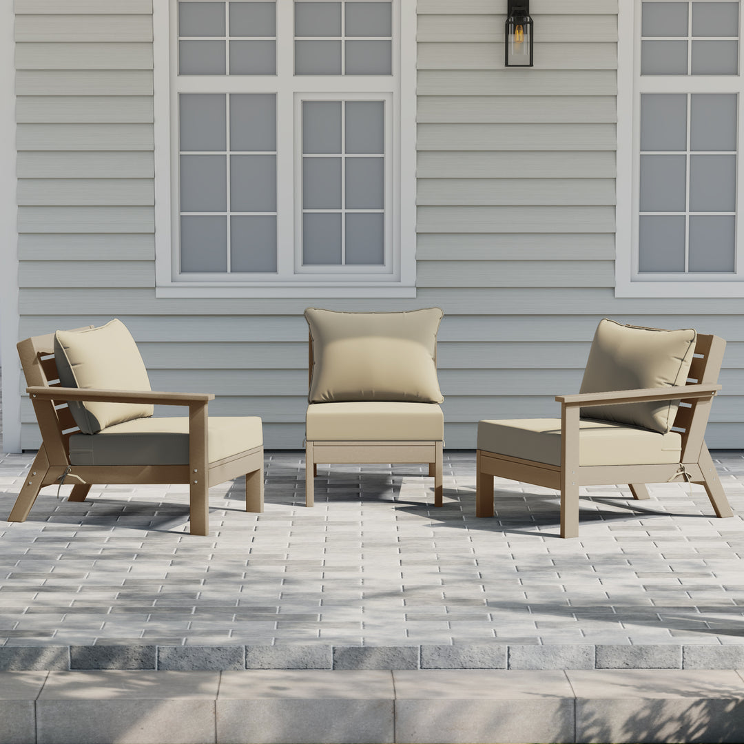 Avalon Outdoor Patio HDPE Sectional Sofa with Patio Cushions