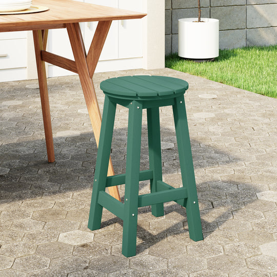 Malibu 24" HDPE Outdoor Patio Round Counter Height Bar Stool