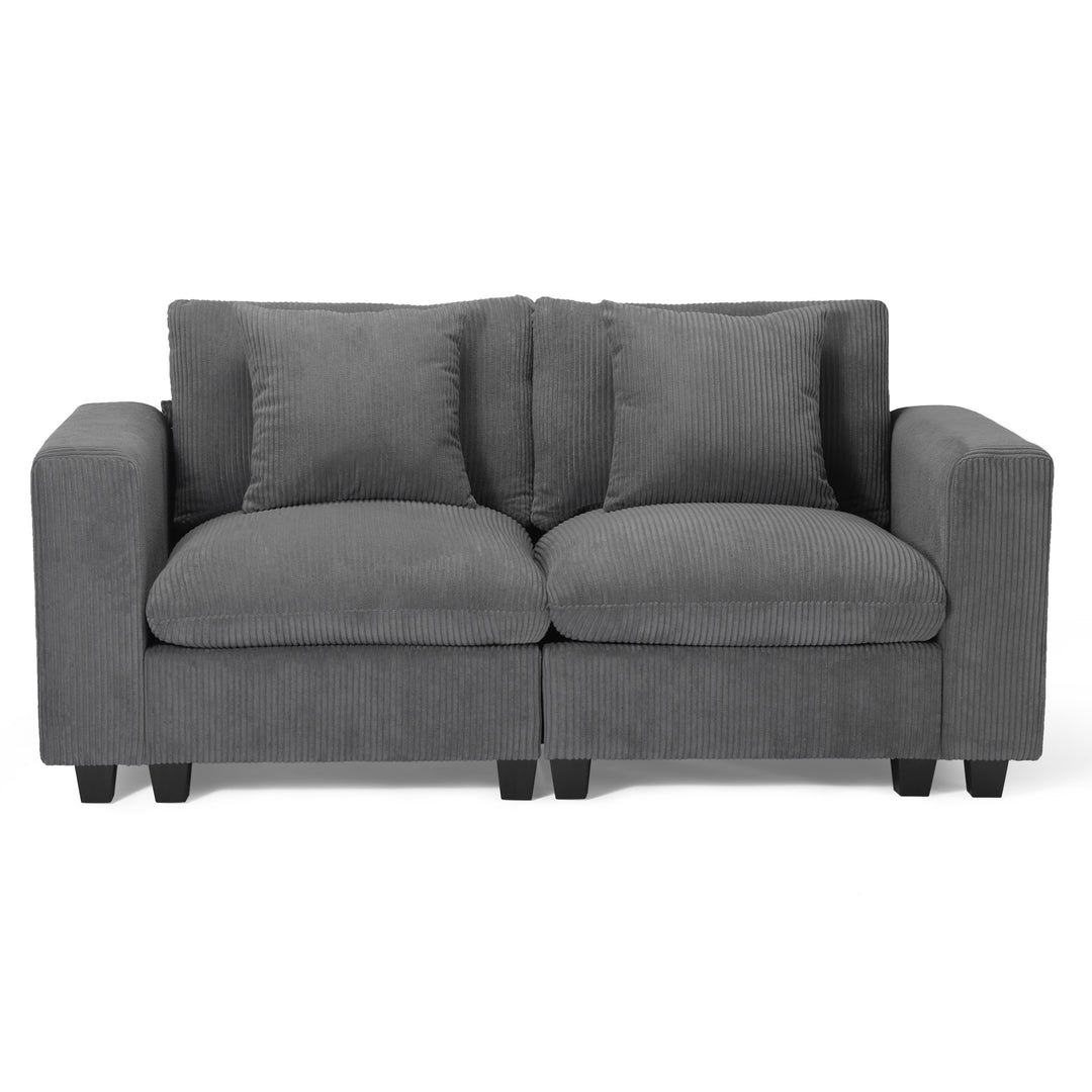 Hearthside 70" Modular Corduroy Loveseat Sofa With USB/Type-C Ports and Side Pockets